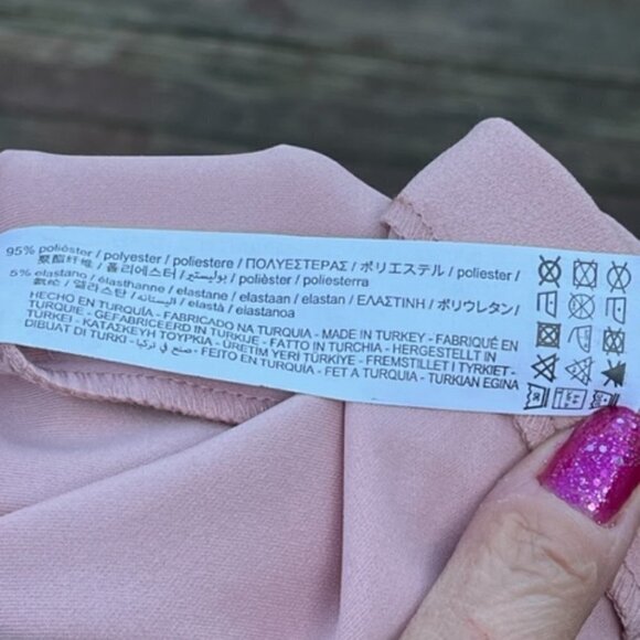 ZARA NWT Baby Light Pink Topstitched Off the Shoulder Bodycon Midi Dress Size M - Picture 16 of 16